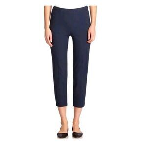 Piazza Sempione Audrey Pants IT 48 US 12 Navy Side Zip Crop Ankle Stretch Italy